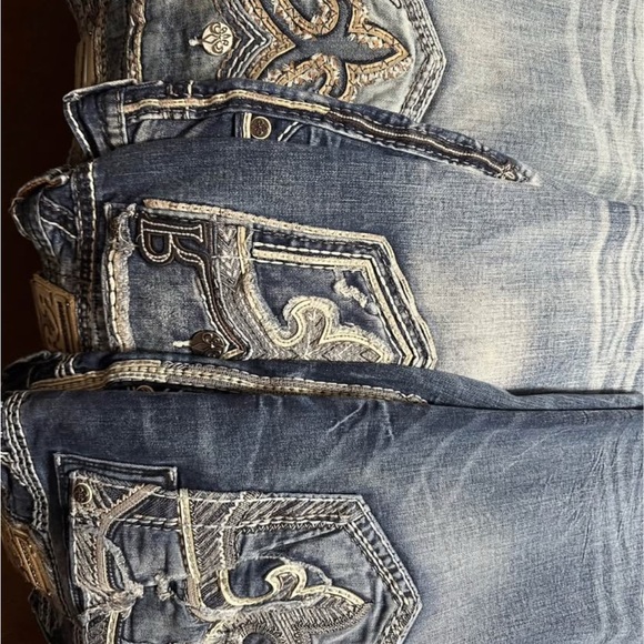 Rock Revival Blue and Gray Relaxed Men Jeans